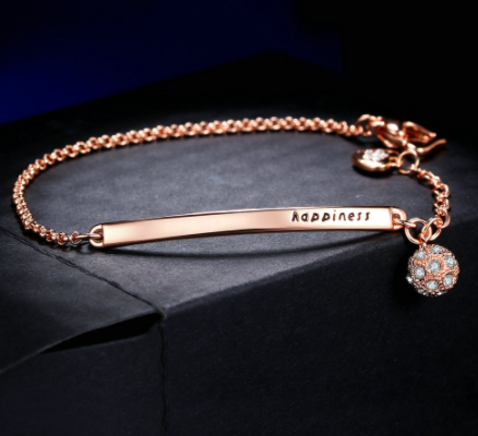 Happiness Rose Gold Bar Bracelet
