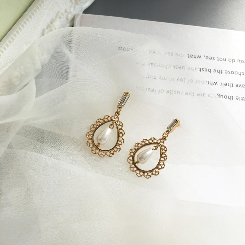 Vintage Pearl Lace Drop Earrings