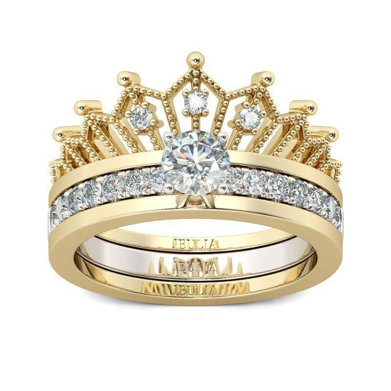 Princess Crown Women's Ring Set with Zircon
