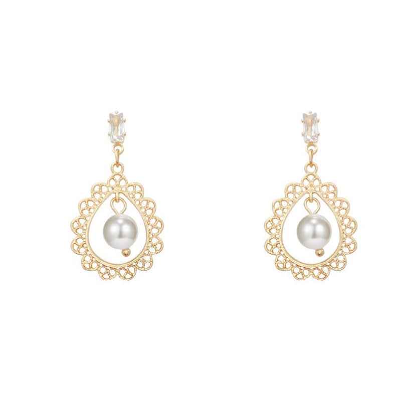 Vintage Pearl Lace Drop Earrings
