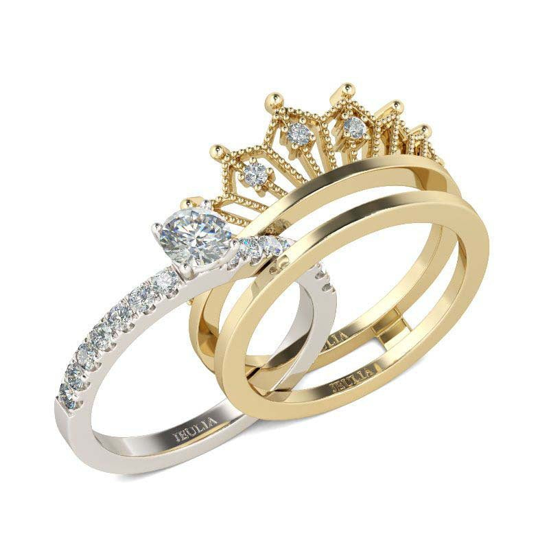 Princess Crown Women's Ring Set with Zircon