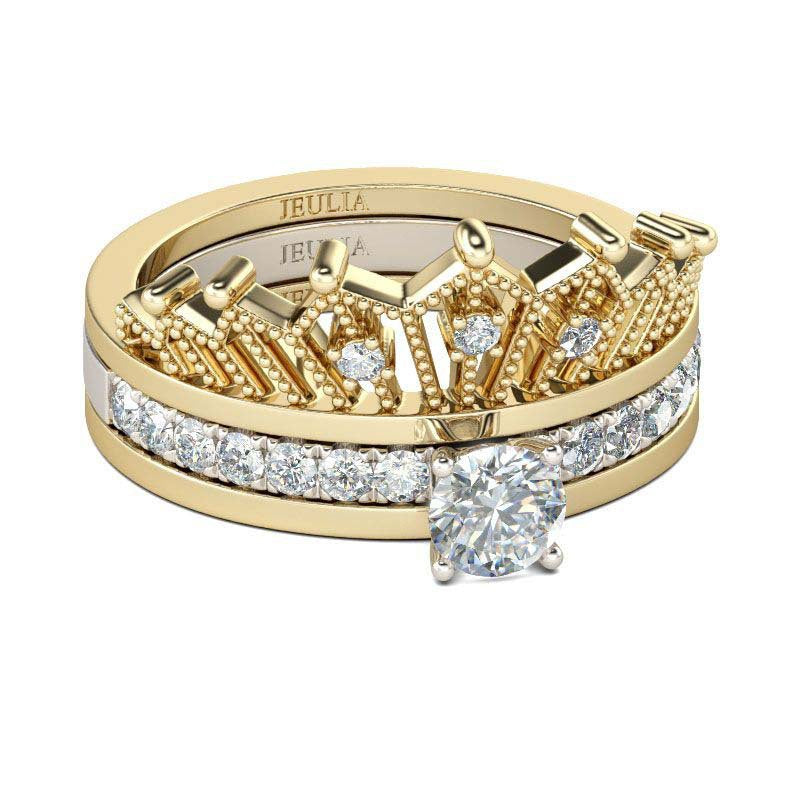 Princess Crown Women's Ring Set with Zircon