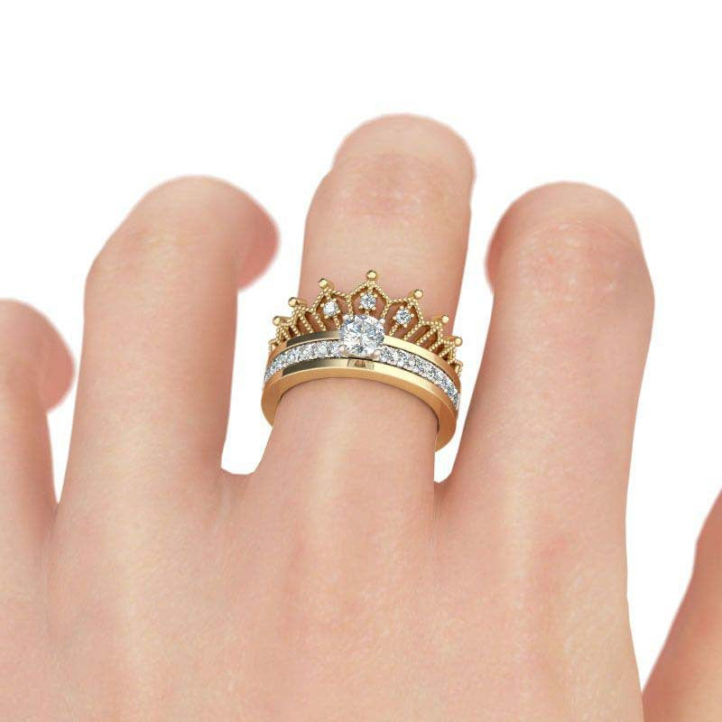 Princess Crown Women's Ring Set with Zircon