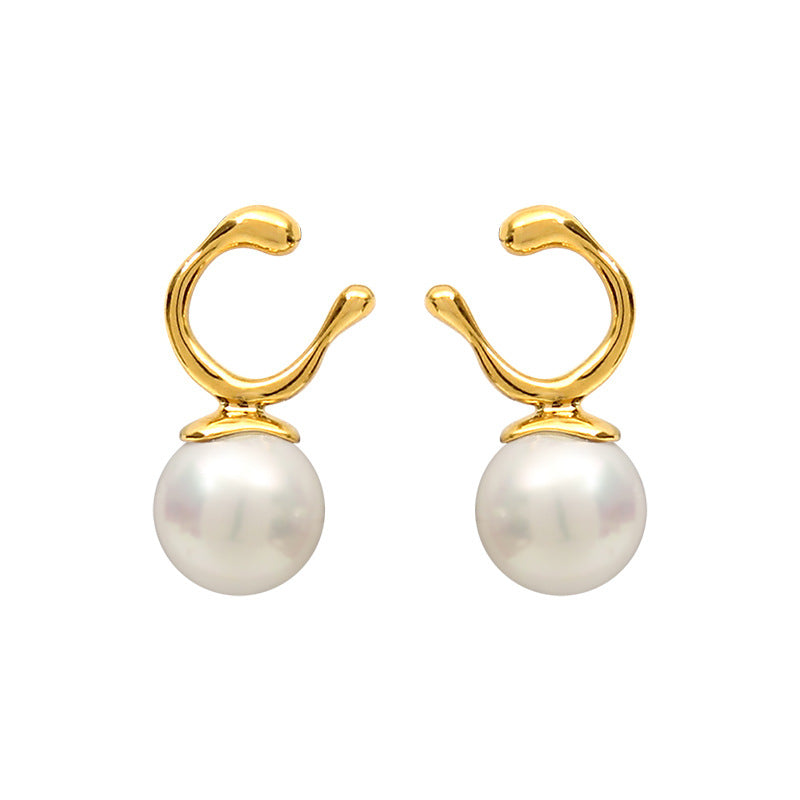 Gold Pearl Clip Earrings