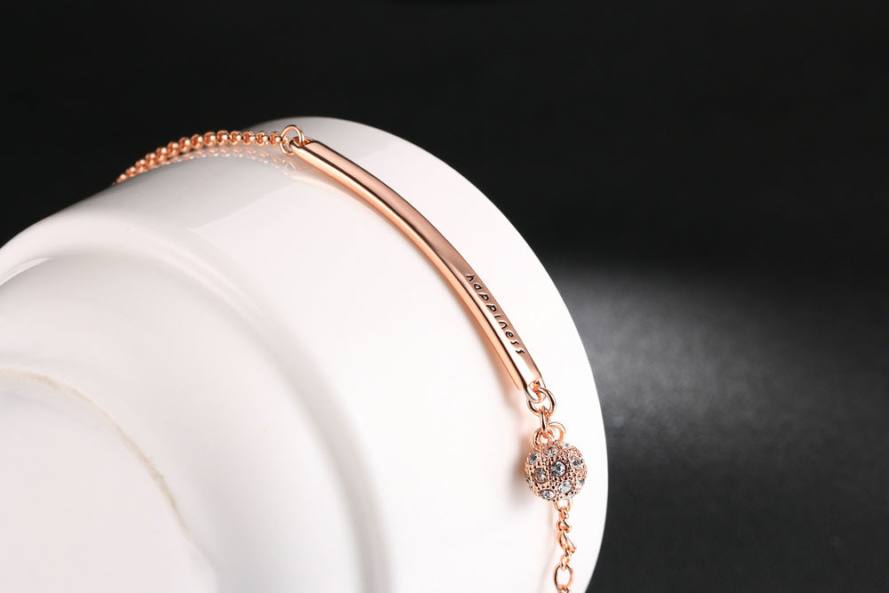 Happiness Rose Gold Bar Bracelet
