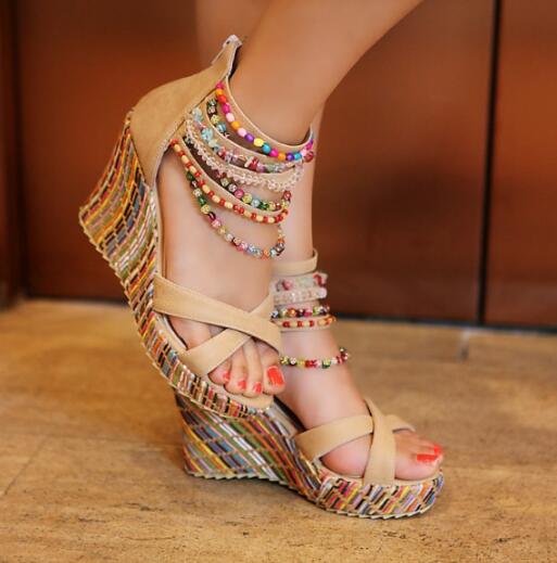 Sarah's Beaded Platform Heels